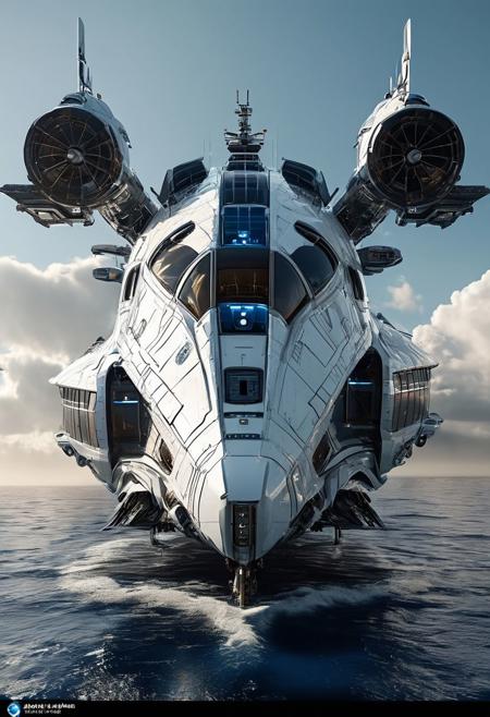 (ultra high res:1.4), (masterpiece), (light and moody lighting:1.4) , Style-DA, Chiaroscuro lighting: Futuristic epic scene -A beautiful handcrafted space ship, slick design, white and blue accents, intrincate design, armed ship, with a fine looking foce field arround the ship, like a force shield(Octane/Unreal Engine)
more_vert