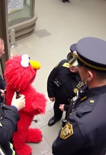 CCTV Footage of Elmo being arrested and surrounded by cops, taken by Kodak MC3 camera