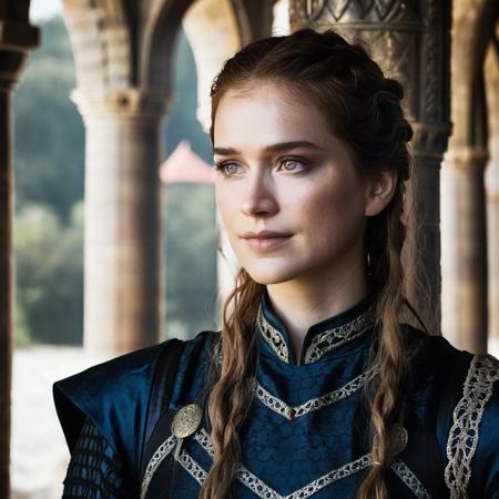 Skin texture, Closeup portrait photo of a stunning young woman dressed as a highborn noble from game of thrones,f /2.8, Canon, 85mm,cinematic, high quality, looking at the camera, elxlail,    <lora:elillail_juggerX_xl_2_st_merger_20_98_035_065-elxlail:1>