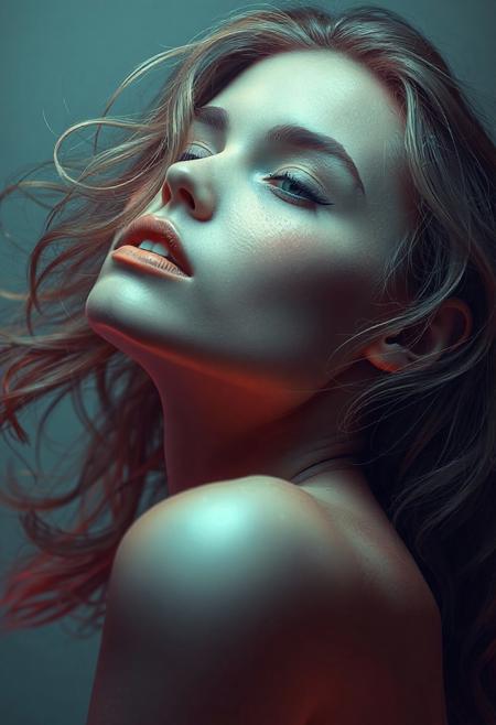 high quality design aesthetics, synth pop, detailed, pop album cover, beautiful young white woman, artist name "Musaic", album title "Free"