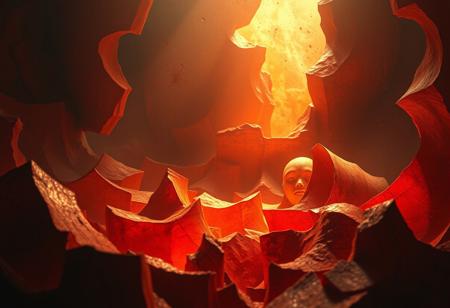 tense atmosphere, warm yet painful, deep but numb, soft glowing light amidst shadows, agitated and restless energy, abstract forms representing cutting pain, fatigue settling in the air, muted colors, warm amber and faded reds, cracks forming beneath the surface, soft textures with jagged edges, stale yet heavy, a sense of emptiness, disappointment lingering, emotional depth without release, distant light barely reaching, worn and broken but still present, surreal and abstract, high-resolution, deep contrasts, fragmented yet cohesive, (calm and serene:-1.7), (vibrant and happy:-1.8), (sharp clarity:-1.5), (uplifting elements:-1.6)