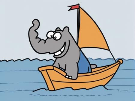 <lora:Ottifant_sdxl:0.5>  Ottifant smiling, sailing on a boat