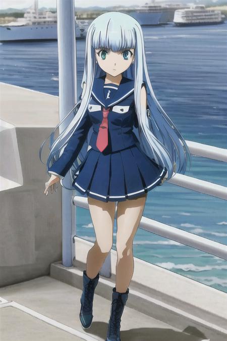 <lora:Iona_Aoki:0.9>,masterpiece, detailed,  best quality, 1girl, absurdres, highres, best quality,standing on the deck of a ship