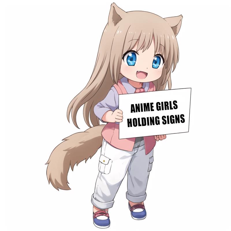 Anime Holding A Sign