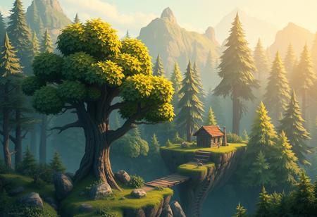 detailmaximizer,gaming, 2d plateformer game,extreme detailed, forest, tree,2d