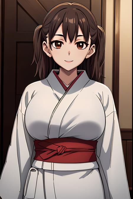 (exceptional, best aesthetic, best quality, extremely detailed), 1girl, solo, shikki, smile, kimono, looking_at_viewer