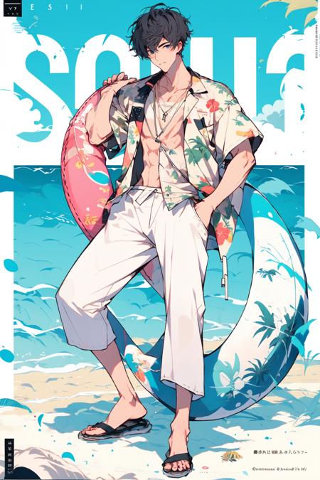 <lora:Harajuku:1>1 boy,handsome,Beach pants