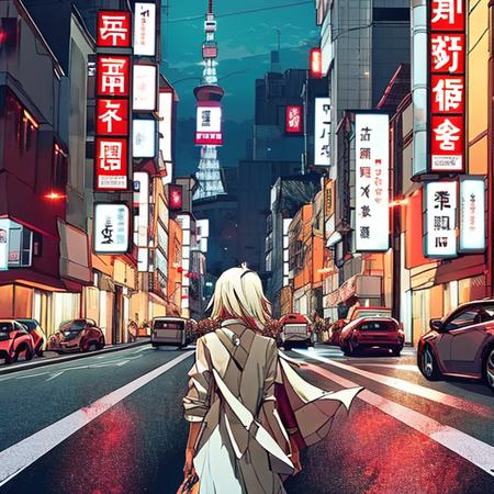 a pretty girl wearing a backpack crossing a busy tokyo road,  inkpunk768, f/1.4, square image, close up film photo, portrait of a sir, blonde flowing, bloodshot red eyes, amber and silver jewelry, elegant pose, atmospheric lighting, cinematic composition, detailed, autumn, filmgenre__