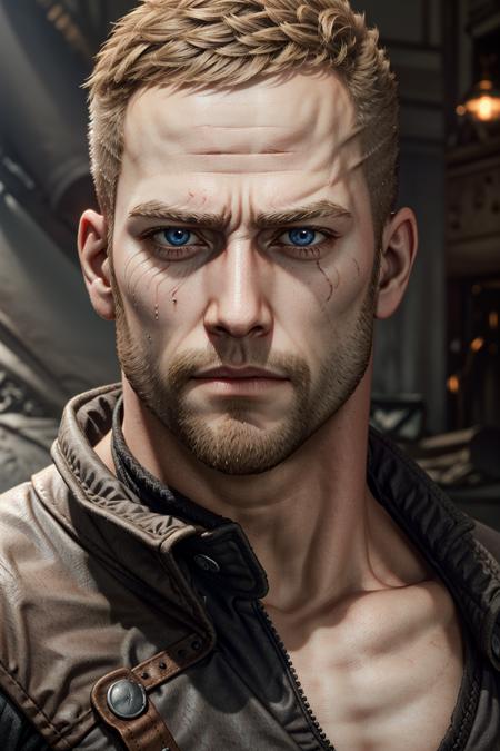 WolfenBlazkowicz, 1boy, solo, male focus, realistic, facial hair, blue eyes, brown hair, scar, beard, portrait, parted lips, blood
<lora:epi_noiseoffset2:1>,  <lora:WolfenBlazkowicz:0.7>