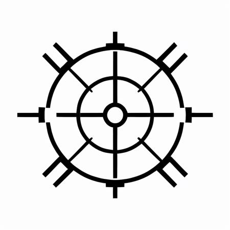 nvjobaim, crosshair, aim, crosshaired sight scope, in a circle, white background, intricate, complicated, black and white, monochrome