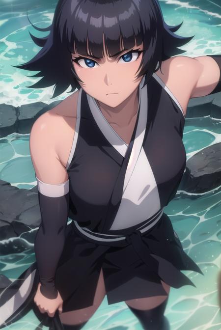 soifon, <lora:soifon-lora-nochekaiser:1>,
soifon, short hair, bangs, black hair, short hair with long locks, (black eyes:1.5),
BREAK gloves, japanese clothes, elbow gloves, hakama, black hakama, (haori:1.5), black kimono, long sleeves, wide sleeves, black sleeves,
BREAK outdoors,
BREAK looking at viewer,
BREAK <lyco:GoodHands-beta2:1>, (masterpiece:1.2), best quality, high resolution, unity 8k wallpaper, (illustration:0.8), (beautiful detailed eyes:1.6), extremely detailed face, perfect lighting, extremely detailed CG, (perfect hands, perfect anatomy),