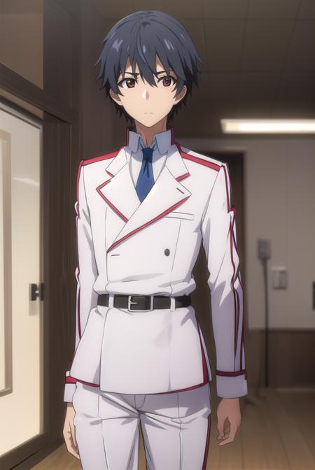 ichikaorimura, <lora:ichika orimura s2-lora-nochekaiser:1>,
ichika orimura, black hair, male focus, (brown eyes:1.3),
BREAK school uniform, belt, pants, uniform, military, military uniform,
BREAK indoors, classroom,
BREAK looking at viewer, (cowboy shot:1.5),
BREAK <lyco:GoodHands-beta2:1>, (masterpiece:1.2), best quality, high resolution, unity 8k wallpaper, (illustration:0.8), (beautiful detailed eyes:1.6), extremely detailed face, perfect lighting, extremely detailed CG, (perfect hands, perfect anatomy),