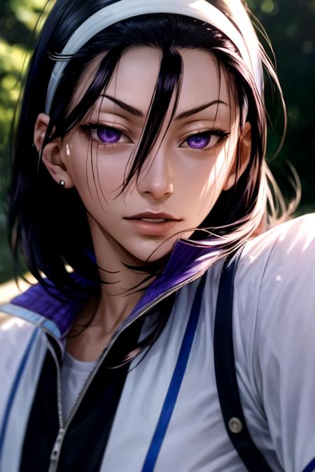 jinpachi_toudou, black hair, purple eyes, hair between eyes, hairband