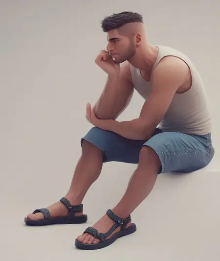 Male Sandals/Male feet in velcro sandals