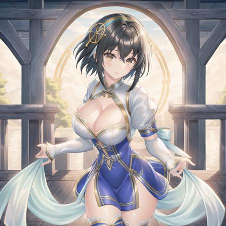 Xianghua, black hair, hair ornament, 
(perfect shiny skin:0.6),  1girl, (beautiful eyes:1.2), 
short hair, 
looking at viewer,
(ginormous breasts:1.2), slender waist,
town, field,
slim and smooth lines, extremely detailed CG unity 8k wallpaper, absurdres, incredibly absurdres, ultra detail, high resolution, ultra detailed, best quality, amazing, top quality,
cinematic lighting, (original: 1.2), (realistic: 1.2), 8k uhd, dslr, soft lighting, high quality, film grain, Fujifilm XT3
 <lora:char1_5Xianghua:0.5>