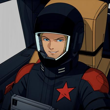 masterpiece,high quality,solo,cockpit,
<lora:jeridandmouar001:0.7>,looking at viewer,smile,
jeridmessa,1man,
blonde hair,blue eyes,
black space helmet,
black space pilot suit,star (symbol),