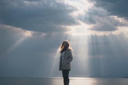 Best Quality,Masterpiece,Ultra High Resolution,(Realisticity:1.4),Original Photo,Cinematic Lighting,
1Girl,light,full body,light through the clouds, <lora:Dundar_20230809102923-000010:0.8>