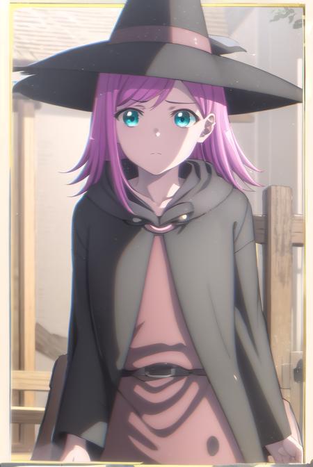 handymanraichee, <lora:handyman raichee s1-lora-nochekaiser:1>,
raichee, long hair, hat, (green eyes:1.3), pink hair,
BREAK hat, belt, cape, witch hat, cloak,
BREAK outdoors, dungeon, cave,
BREAK looking at viewer, (cowboy shot:1.5),
BREAK <lyco:GoodHands-beta2:1>, (masterpiece:1.2), best quality, high resolution, unity 8k wallpaper, (illustration:0.8), (beautiful detailed eyes:1.6), extremely detailed face, perfect lighting, extremely detailed CG, (perfect hands, perfect anatomy),