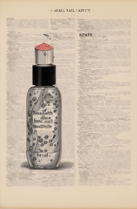 ((a drawing of a Health & Beauty > Personal Care > Cosmetics > Nail Care > Nail Polish Drying Drops & Sprays in a dictionary book page with words written in english and spanish, Art & Language, detailed illustration, a mid-nineteenth century engraving, art & language, ))  dictionary_art  ,