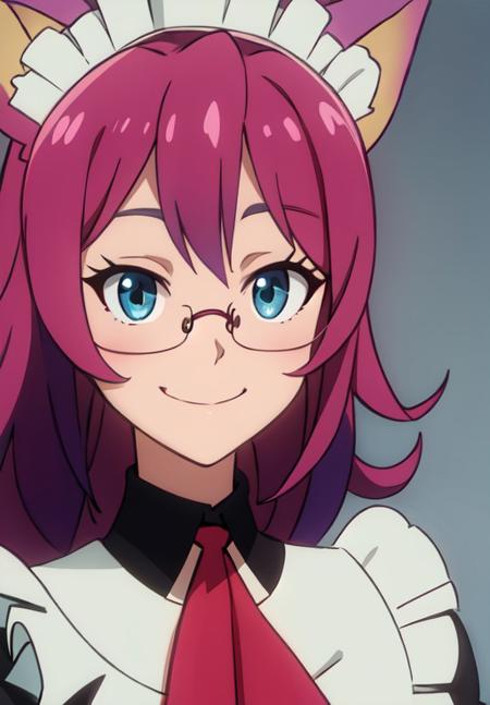 <lora:gate_p:0.8>, gate_p, smile, portrait, wolf girl, glasses