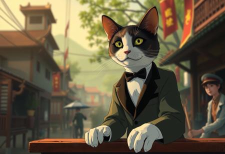 In the heart of colonial Vietnam, during the tumultuous French Indochinese Revolution, a secret war brews beneath the surface. Cole, a wise and sharply dressed tuxedo cat, leads an elite team of time-traveling felines. Tasked with thwarting a peculiar band of ping pong players—unwitting time manipulators with an agenda to rewrite history—Cole must enlist the help of his human companion, Mai, a passionate student revolutionary.
As Cole and Mai navigate the shadows of history, they uncover an astonishing truth: the ping pong players are descendants of distant future rulers desperate to control the past. To save the timeline, the feline resistance hatches a daring plan, distracting the players at crucial moments in history using their unrivaled agility and charm. 
But just as victory seems within reach, Cole discovers that one of his own team members has been feeding information to the ping pong players. With time running out and betrayal looming, Cole must rally his troops and confront the truth. In a gripping climax, he unveils a hidden facet of his heritage, igniting a rebellion that could shift the course of history forever.