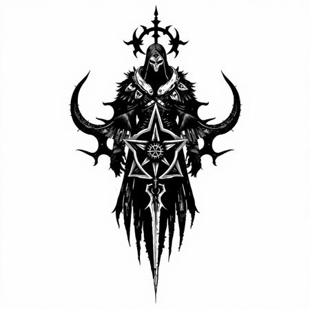 Ink style, symbolism inspired by dark souls, bloodborne