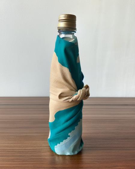 <lora:bottlewrap_v1:0.7>, water, no humans, bottle, in container, what, still life, objectification, BTLW, bottle wrapping, wooden table, abstract, realistic, you're doing it wrong,