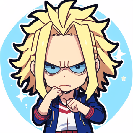 All Might  Anime Anime Male  Angular face Blond hair Blue eyes Skinny Tall Lanky Messy hair Black sclera Eye bags Shaded face 1male Yellow hair Male