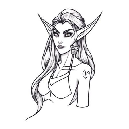 A female Night elf WoW  tattoo <lora:SDXL-tattoo-Lora:1>