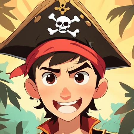 A cute pirate boy wearing a pirate hat,
,Cute Cartoon,CuteCartoonAF,
<lora:CuteCartoonRedmond-CuteCartoon-CuteCartoonAF:1>