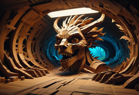 SDXL_POS, CardboardRay, southern live oaktree made of cardboard, in augmented reality art style, side view, establishing shot, in a tunnel carved into a dead megabeast, warm, evening
<lora:CardboardRay:1.2>
<lora:SDXLFaeTastic2400:1.0>