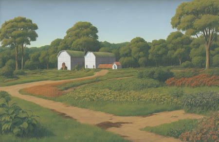 style of Roger Dean, farm ,parcel ,patch ,boscage ,arboretum , Butte ,