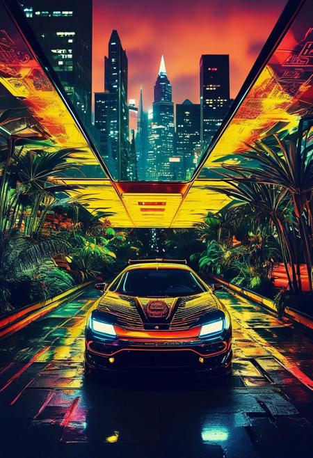 ()Hyoer Realistic:2.0)Polaroid picture 
an image of San Francisco transformed into a Cyberpunk tropical paradise. The cityscape is a vibrant, neon-lit utopia, with towering skyscrapers and lush, green vegetation. (Above the city, an air racetrack stretches across the sky, with sleek, high-tech cars zooming by, inspired by F-Zero vehicles.:1.66)
The atmosphere is warm and humid, with a hint of tropical flowers and the distant hum of futuristic technology. The people of this utopian empire live in harmony, their faces radiant with joy and contentment.
Capture the surreal, futuristic beauty of this scene, where the boundaries between technology, nature, and society blur, and the possibilities of human achievement are redefined.
BREAK 
()Hyoer Realistic:2.0)Polaroid picture of 
A futuristic, neon-lit table, adorned with ancient Egyptian hieroglyphics and symbols. The album cover, designed by Shusei Nagaoka, features a gleaming, metallic pyramid at its center, surrounded by swirling patterns of gold and lapis lazuli. The band's name, Earth, Wind & Fire, is emblazoned in bold, futuristic letters, while the album title, 'Kemetic Odyssey,' is written in hieroglyphics. The table's surface glows with a soft, ethereal light, as if infused with the essence of the ancient civilization. The atmosphere is one of mysticism and wonder, as if the table holds the secrets of the pharaohs