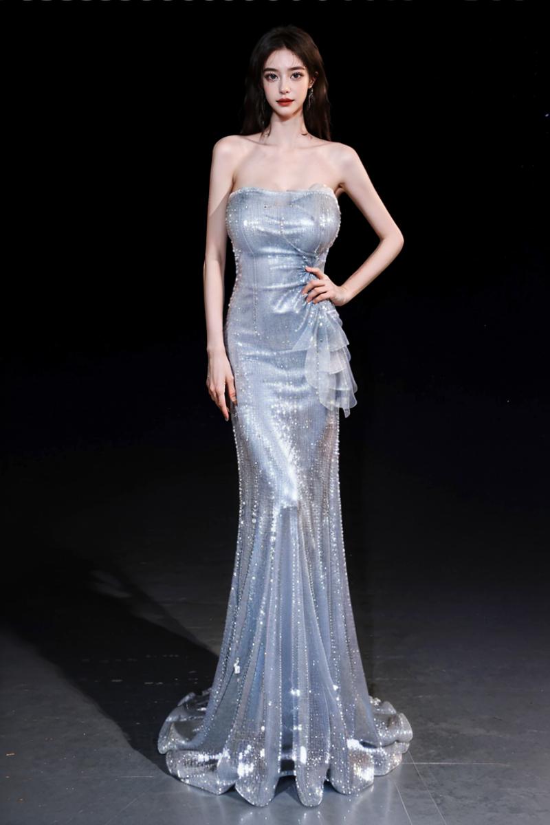 Blue gradient fishtail evening dress image by Joker1231