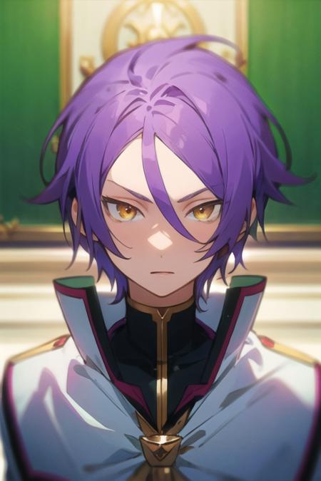 julius_euclius purple hair yellow eyes