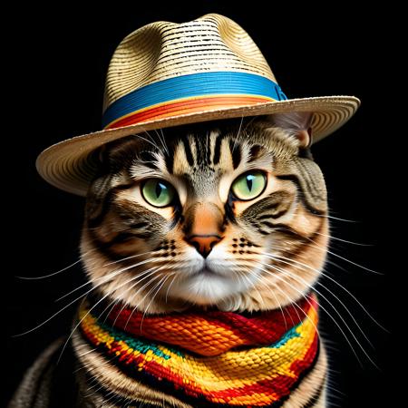 masterpiece, intricate photo, close-up photo of a cat with {pointed hat:0.5|panama hat:0.5}, photo realistic, no backgrond, highly detailed, sharp focus, colorful, friendly colors, studio lighting, best quality, high resolution, HDR, 8K