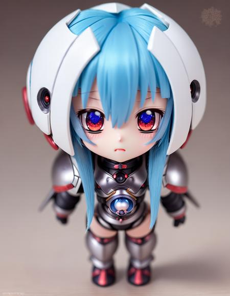 kkw-Nendroid 1girl, red eyes, blue hair, armor