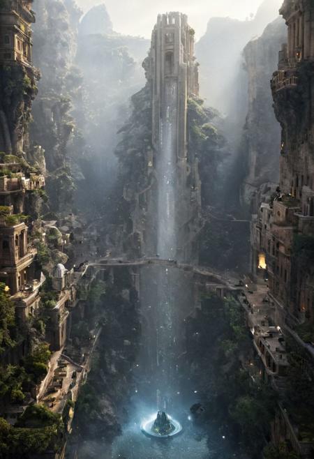 POV view , DOF,
(Ancient civilization, Alien Prometheus movie scene, dune movie scene:1.5), (The colonial city of the future, in the mist-filled Grand Canyon, on an unknown Earth-like planet, 2 moon on sky, Spaceship flight connects colonies, waterfulls:1.3), (Machu Picchu, a mountain settlement, incredibly spectacular:1.2), (Mario Botta:1.3), (avant-garde, future, reality, science fiction, photorealistic), (modern architecture:1.2), White limestone with black granite, fountain, waterfall, landmark, square, path, narrow street,
(Large Files, Ultra Realistic, 8K, 16k, FHD, HD, VFX, Perfect, Photography, composition, Architecture Sales Photography, Architecture Competition, Ultra High Resolution, Cinematography, High Resolution Image:1.1), (dramatic lighting, direct sunlight, ray tracing, clear shadow:1.2),  (real landscape:1.1), (blurred background:1.0), (urban background, more_details) ,
great lighting, clear, hillscastel, <stardeaf-cold-arc>, xtower, industrialbuilding