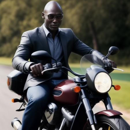 lancereddick , High resolution photo of a man riding a sports motorcycle   <lora:lancereddick:1>