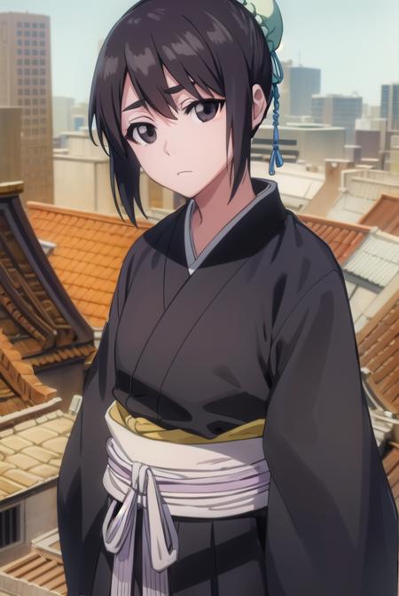 momohinamori, <lyco:momohinamoriv2-lyco-nochekaiser:1>,
momo hinamori, black hair, hair bun, single hair bun, bun cover, short hair, (black eyes:1.5),
BREAK long sleeves, japanese clothes, kimono, haori, black kimono, hakama, black hakama,
BREAK outdoors,
BREAK looking at viewer, (cowboy shot:1.5),
BREAK <lyco:GoodHands-beta2:1>, (masterpiece:1.2), best quality, high resolution, unity 8k wallpaper, (illustration:0.8), (beautiful detailed eyes:1.6), extremely detailed face, perfect lighting, extremely detailed CG, (perfect hands, perfect anatomy),