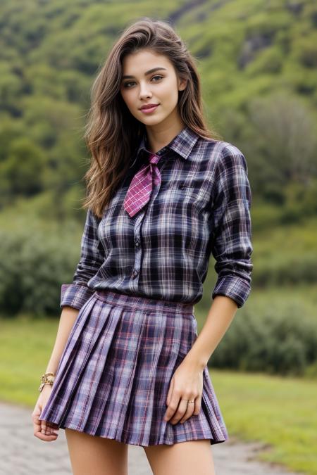 woman, beautiful face, cute, realistic, detailed, scenic view, noon, full body shot
<lora:DETAIL_SLIDER_BY_STABLE_YOGI:1>
<lora:Plaid School Dress By Stable Yogi:1> black Plaid shirt, skirt, necktie