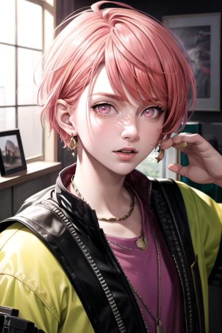 reo_maruyama, pink hair, pink eyes