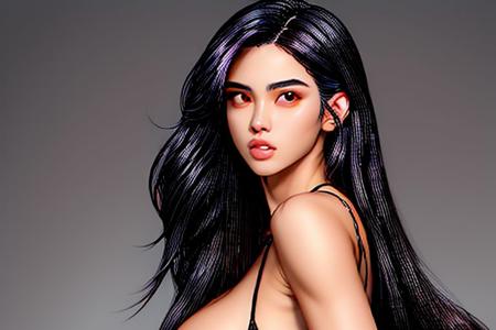 Ultra realistic, detailed face and body, casting images of beautiful dark long haired Puerto Rican version of Kikards, 22yo woman, very long oval shaped face, skinny  very crescent shaped head and small facial features, tiny button nose, brown eyes, pronounced long jawline but very beautiful narrow facial features , long hair, fit body, natural large breasts and cute butt, Nikon Z9, <lora:last:1> <lora:more_details:1>