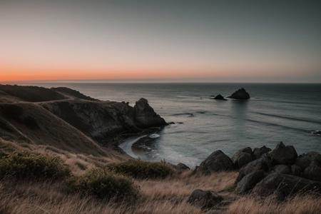 raw photo, a sunset landscape, oregon coast, cozy, photorealistic, high detailed texture, 8k uhd, dslr, soft lighting, high quality, film grain, Fujifilm XT3, Sony A7 IV, highly detailed photography, (muted colors, cinematic, dim colors, soothing tones:1.2), vibrant, insanely detailed, hyperdetailed, (dark shot:1.2), (vsco:0.3), (intricate details:0.9), (hdr, hyperdetailed:1.2)
