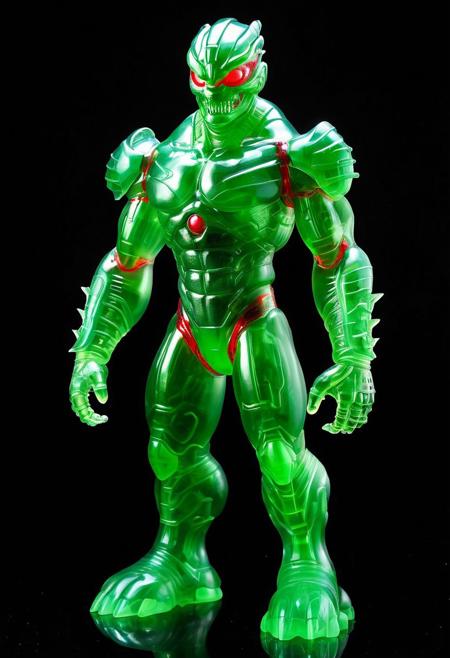 XCYP Art Toy,A translucent green and red kaiju cyborg, japanese sofubi EVA Material) Artist Design Piece,Award-Winning Lens,Highly Detailed,Ultra High Resolution,32K UHD,Clear Focus,Best Quality,Masterpiece.,