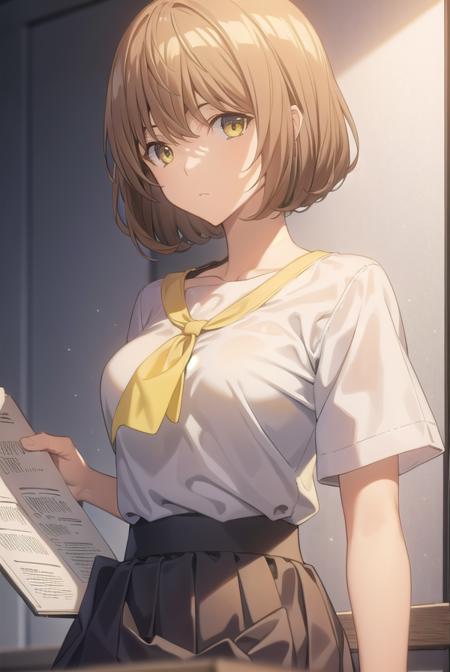 aokiyuriko, <lyco:aokiyuriko-lyco-nochekaiser:1>, 
aoki yuriko, short hair, brown hair, bangs, (yellow eyes:1.5), glasses,
BREAK skirt, shirt, short sleeves, pantyhose, black pantyhose, frills,
BREAK looking at viewer, 
BREAK indoors,
BREAK <lyco:GoodHands-beta2:1>, (masterpiece:1.2), best quality, high resolution, unity 8k wallpaper, (illustration:0.8), (beautiful detailed eyes:1.6), extremely detailed face, perfect lighting, extremely detailed CG, (perfect hands, perfect anatomy),