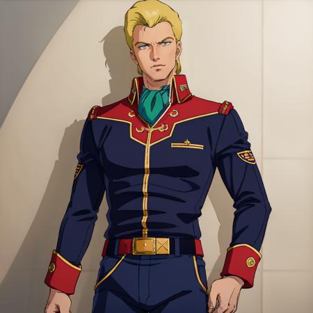 jeridmessa,1man, jeridmessa,1man, regent,blonde hair,blue eyes, ascot,jacket,long sleeves,military uniform, belt,pants, boots,