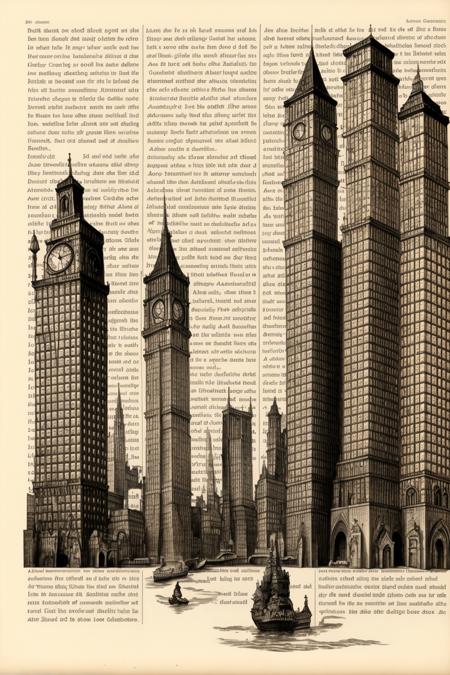 ((a drawing of a cityscape is shown on a page of a book)),  storybook illustration, a storybook illustration, massurrealism ,  dictionary_art