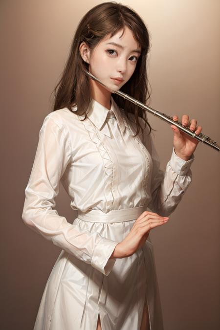 1girl, playing flute, flute, masterpiece, best quality, 8k, indoor, 
 <lora:brass_flute:0.76>