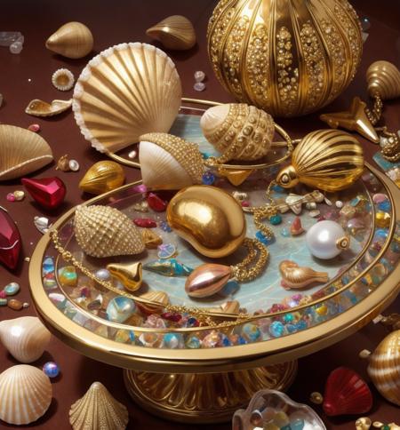 Bling, gold, HD, Photo, Seashell, Cards, in Marbles, Puzzle, Toy, table